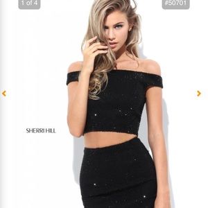 Sherri Hill Short Cap Sleeved Two Piece Dress